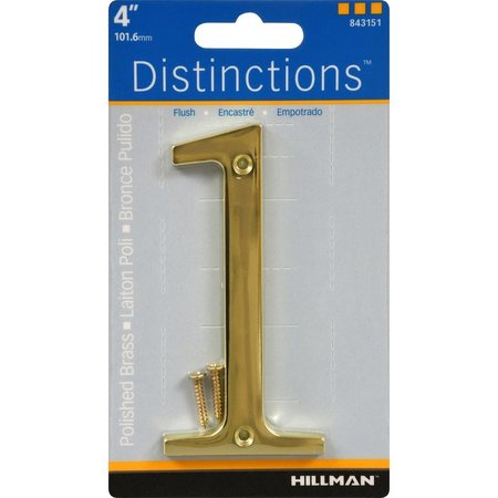 HILLMAN Distinctions 4 in. Gold Zinc Die-Cast Screw-On Number 1 1 pc, 3PK 843151